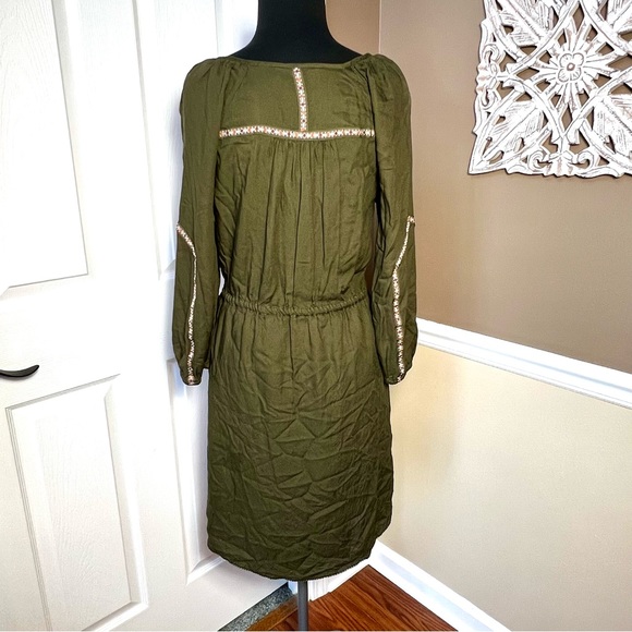 ⭐️ Esme & Esyllte Olive Ribbon Peasant Boho Bohemian Dress SMALL - Picture 4 of 14